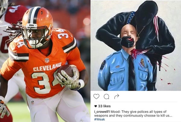 Cleveland Browns RB Isaiah Crowell Apologies For Extremely Stupid, Violent Picture