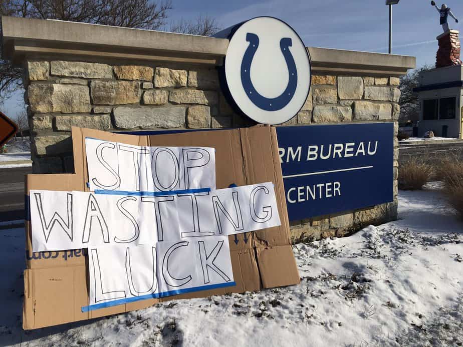 Indianapolis Colts Fans Leaves “Stop Wasting Luck” Sign At Team Facility—But Will They?